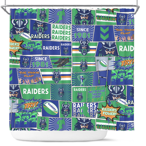 Canberra Raiders Shower Curtain - Team Of Us Die Hard Fan Supporters Comic Style Canberra Raiders Shower Curtain - Team Of Us Die Hard Fan Supporters Comic Style