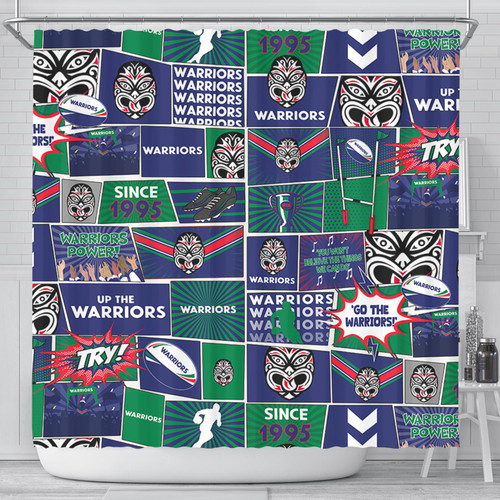 New Zealand Warriors Shower Curtain - Team Of Us Die Hard Fan Supporters Comic Style New Zealand Warriors Shower Curtain - Team Of Us Die Hard Fan Supporters Comic Style