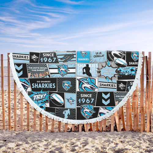 Cronulla-Sutherland Sharks Beach Blanket - Team Of Us Die Hard Fan Supporters Comic Style Cronulla-Sutherland Sharks Beach Blanket - Team Of Us Die Hard Fan Supporters Comic Style