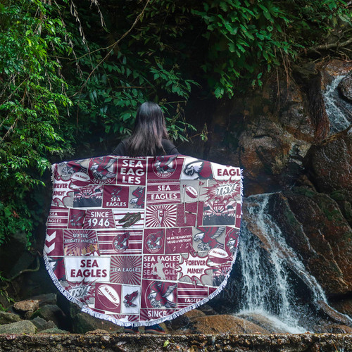 Manly Warringah Sea Eagles Beach Blanket - Team Of Us Die Hard Fan Supporters Comic Style Manly Warringah Sea Eagles Beach Blanket - Team Of Us Die Hard Fan Supporters Comic Style