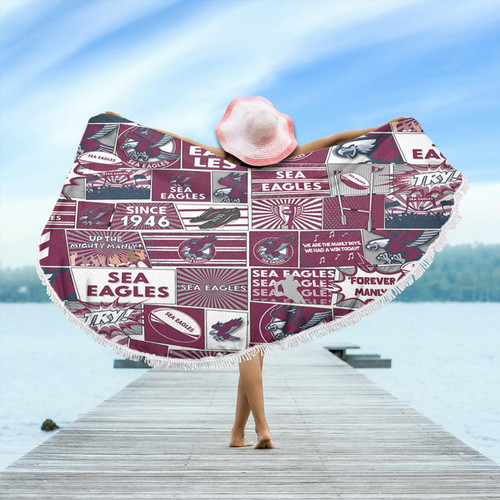 Manly Warringah Sea Eagles Beach Blanket - Team Of Us Die Hard Fan Supporters Comic Style Manly Warringah Sea Eagles Beach Blanket - Team Of Us Die Hard Fan Supporters Comic Style