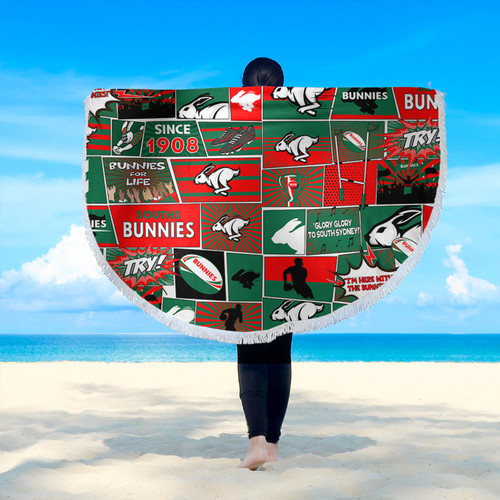 South Sydney Rabbitohs Beach Blanket - Team Of Us Die Hard Fan Supporters Comic Style South Sydney Rabbitohs Beach Blanket - Team Of Us Die Hard Fan Supporters Comic Style