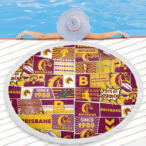 Brisbane Broncos Beach Blanket - Team Of Us Die Hard Fan Supporters Comic Style