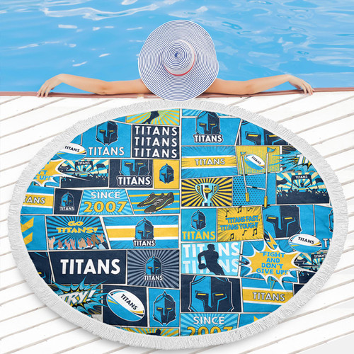Gold Coast Titans Beach Blanket - Team Of Us Die Hard Fan Supporters Comic Style