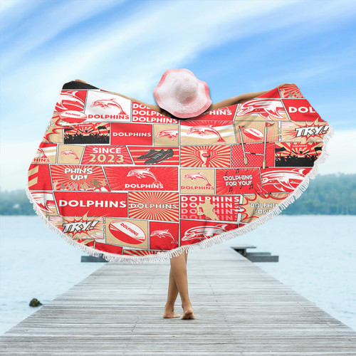 Redcliffe Dolphins Beach Blanket - Team Of Us Die Hard Fan Supporters Comic Style Redcliffe Dolphins Beach Blanket - Team Of Us Die Hard Fan Supporters Comic Style