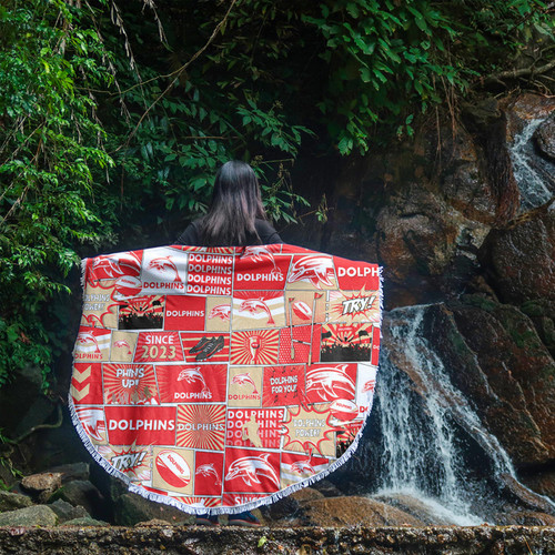 Redcliffe Dolphins Beach Blanket - Team Of Us Die Hard Fan Supporters Comic Style Redcliffe Dolphins Beach Blanket - Team Of Us Die Hard Fan Supporters Comic Style