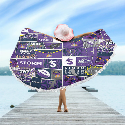 Melbourne Storm Beach Blanket - Team Of Us Die Hard Fan Supporters Comic Style
