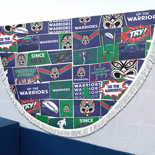 New Zealand Warriors Beach Blanket - Team Of Us Die Hard Fan Supporters Comic Style New Zealand Warriors Beach Blanket - Team Of Us Die Hard Fan Supporters Comic Style