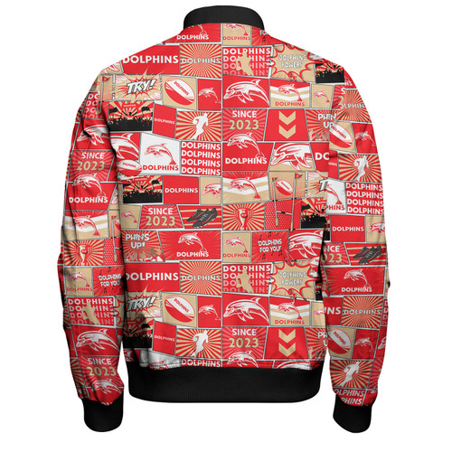 Redcliffe Dolphins Bomber Jacket - Team Of Us Die Hard Fan Supporters Comic Style