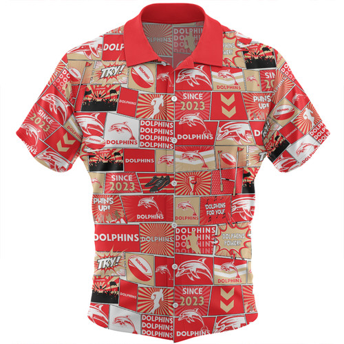 Redcliffe Dolphins Hawaiian Shirt - Team Of Us Die Hard Fan Supporters Comic Style