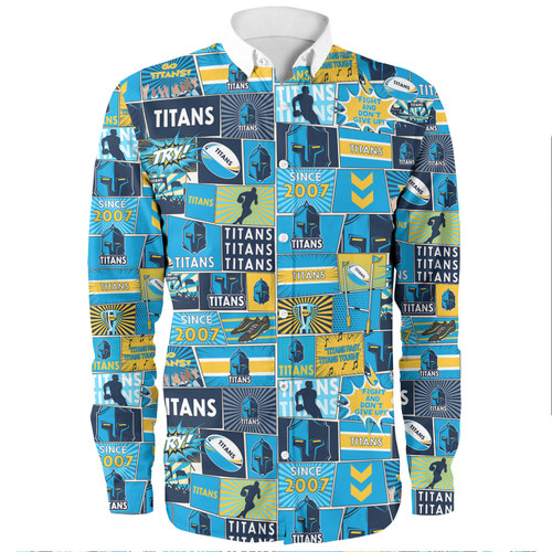 Gold Coast Titans Sport Long Sleeve Shirt - Team Of Us Die Hard Fan Supporters Comic Style