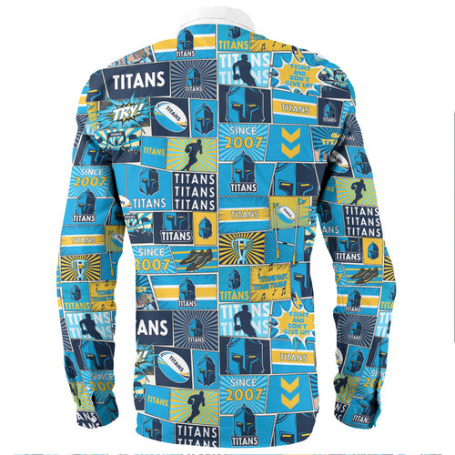 Gold Coast Titans Sport Long Sleeve Shirt - Team Of Us Die Hard Fan Supporters Comic Style Gold Coast Titans Sport Long Sleeve Shirt - Team Of Us Die Hard Fan Supporters Comic Style