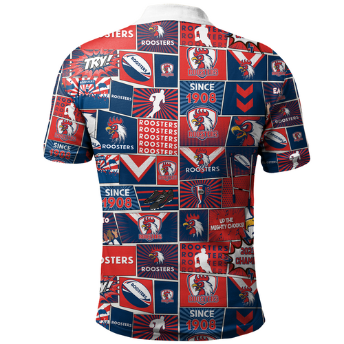 Sydney Roosters Polo Shirt - Team Of Us Die Hard Fan Supporters Comic Style