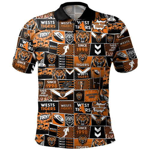 Wests Tigers Polo Shirt - Team Of Us Die Hard Fan Supporters Comic Style