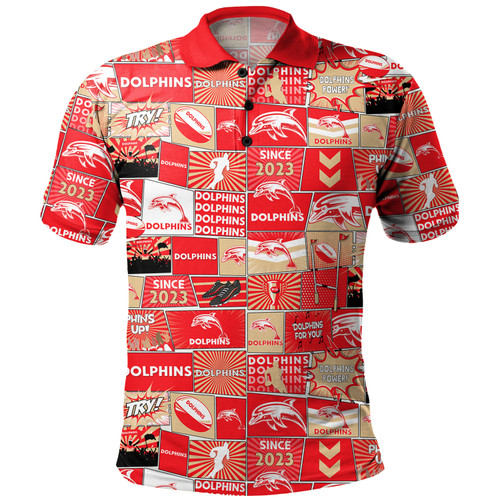 Redcliffe Dolphins Polo Shirt - Team Of Us Die Hard Fan Supporters Comic Style