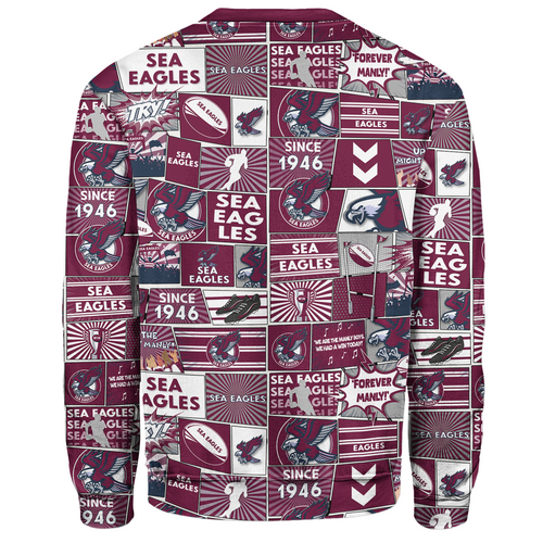 Manly Warringah Sea Eagles Sweatshirt - Team Of Us Die Hard Fan Supporters Comic Style Manly Warringah Sea Eagles Sweatshirt - Team Of Us Die Hard Fan Supporters Comic Style
