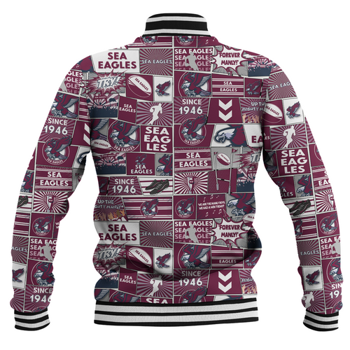 Manly Warringah Sea Eagles Baseball Jacket - Team Of Us Die Hard Fan Supporters Comic Style Manly Warringah Sea Eagles Baseball Jacket - Team Of Us Die Hard Fan Supporters Comic Style