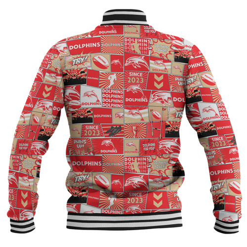 Redcliffe Dolphins Baseball Jacket - Team Of Us Die Hard Fan Supporters Comic Style Redcliffe Dolphins Baseball Jacket - Team Of Us Die Hard Fan Supporters Comic Style