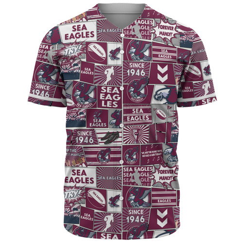 Manly Warringah Sea Eagles Baseball Shirt - Team Of Us Die Hard Fan Supporters Comic Style