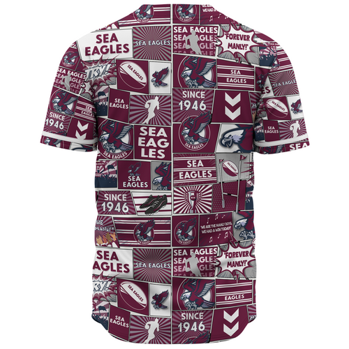 Manly Warringah Sea Eagles Baseball Shirt - Team Of Us Die Hard Fan Supporters Comic Style Manly Warringah Sea Eagles Baseball Shirt - Team Of Us Die Hard Fan Supporters Comic Style