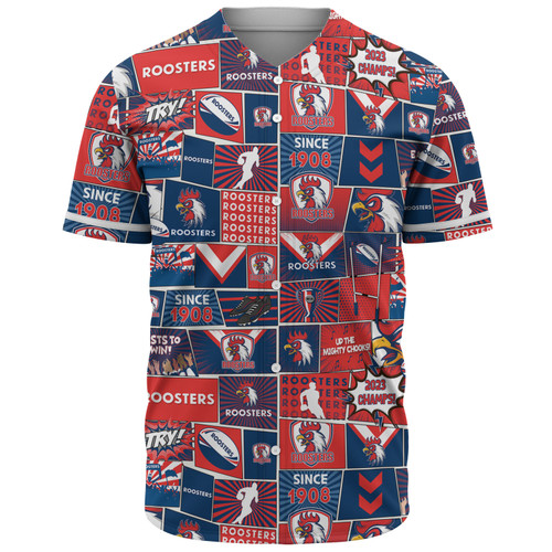 Sydney Roosters Baseball Shirt - Team Of Us Die Hard Fan Supporters Comic Style