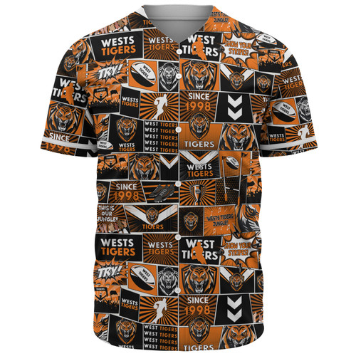 Wests Tigers Baseball Shirt - Team Of Us Die Hard Fan Supporters Comic Style