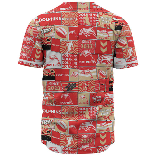 Redcliffe Dolphins Baseball Shirt - Team Of Us Die Hard Fan Supporters Comic Style Redcliffe Dolphins Baseball Shirt - Team Of Us Die Hard Fan Supporters Comic Style