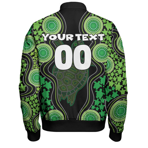 Australia Bomber Jacket - Aboriginal Art Green Turtle Inspired Australia Bomber Jacket - Aboriginal Art Green Turtle Inspired