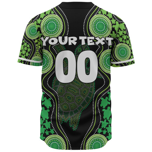 Australia Baseball Shirt - Aboriginal Art Green Turtle Inspired Australia Baseball Shirt - Aboriginal Art Green Turtle Inspired
