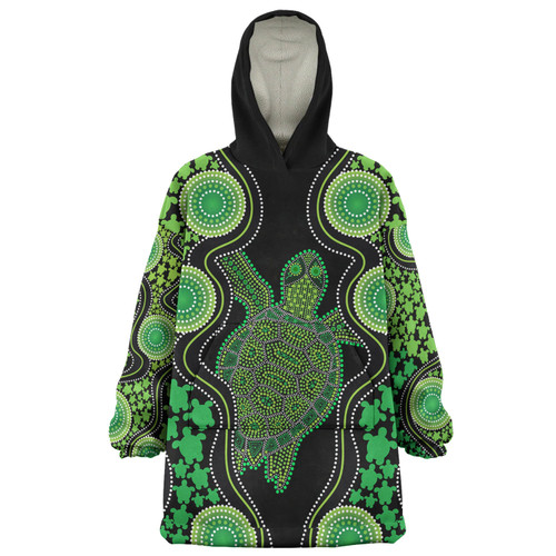 Australia Snug Hoodie - Aboriginal Art Green Turtle Inspired