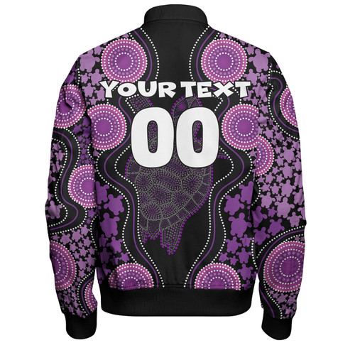 Australia Bomber Jacket - Aboriginal Art Purple Turtle Inspired