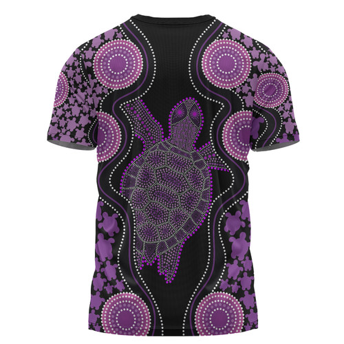 Australia T-Shirt - Aboriginal Art Purple Turtle Inspired