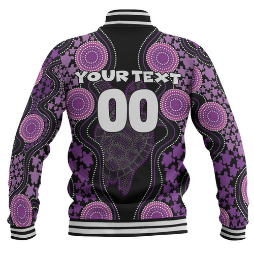 Australia Baseball Jacket - Aboriginal Art Purple Turtle Inspired