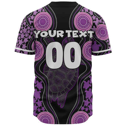 Australia Baseball Shirt - Aboriginal Art Purple Turtle Inspired Australia Baseball Shirt - Aboriginal Art Purple Turtle Inspired