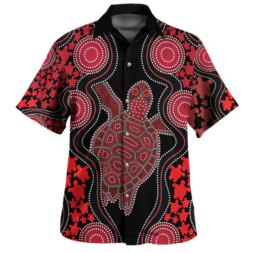 Australia Hawaiian Shirt - Aboriginal Art Red Turtle Inspired