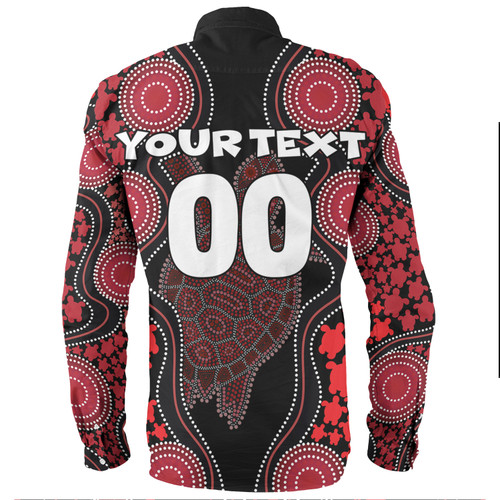 Australia Long Sleeve Shirt - Aboriginal Art Red Turtle Inspired