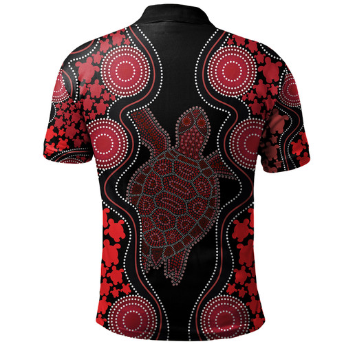 Australia Polo Shirt - Aboriginal Art Red Turtle Inspired
