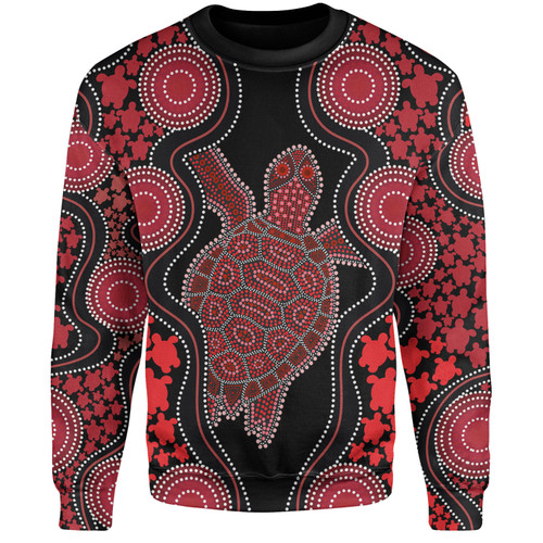 Australia Sweatshirt - Aboriginal Art Red Turtle Inspired