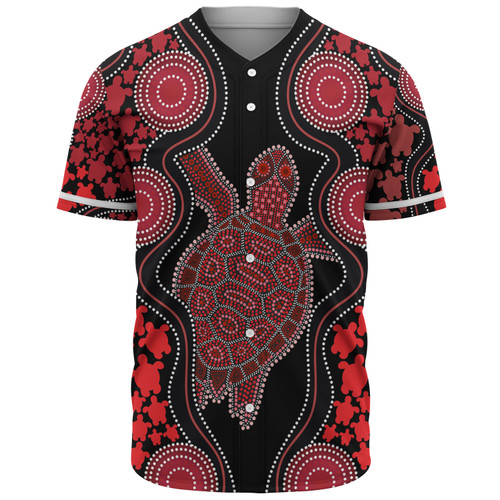 Australia Baseball Shirt - Aboriginal Art Red Turtle Inspired