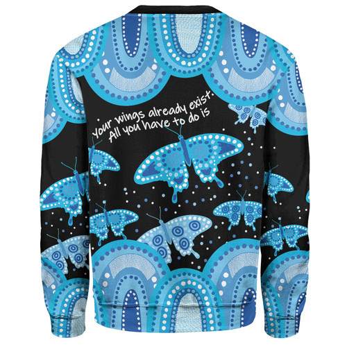 Australia Sweatshirt - Aboriginal Blue Butterflies Art Inspired Australia Sweatshirt - Aboriginal Blue Butterflies Art Inspired