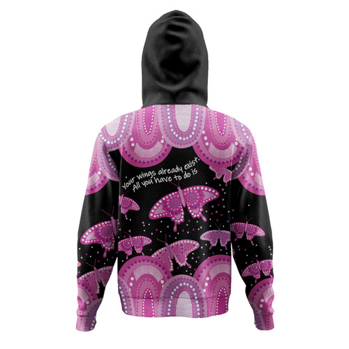 Australia Hoodie - Aboriginal Pink Butterflies Art Inspired Australia Hoodie - Aboriginal Pink Butterflies Art Inspired