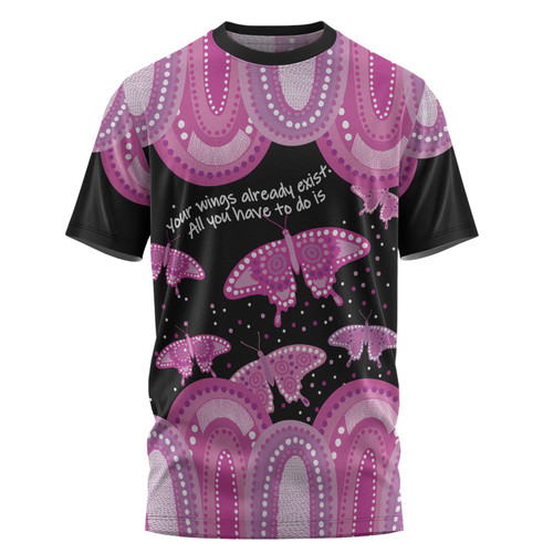 Australia T-Shirt - Aboriginal Pink Butterflies Art Inspired