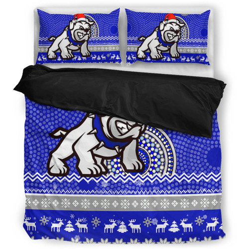 Canterbury-Bankstown Bulldogs Bedding Set - Australia Ugly Xmas With Aboriginal Patterns For Die Hard Fans Canterbury-Bankstown Bulldogs Bedding Set - Australia Ugly Xmas With Aboriginal Patterns For Die Hard Fans