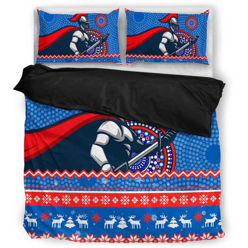 Newcastle Knights Bedding Set - Australia Ugly Xmas With Aboriginal Patterns For Die Hard Fans Newcastle Knights Bedding Set - Australia Ugly Xmas With Aboriginal Patterns For Die Hard Fans