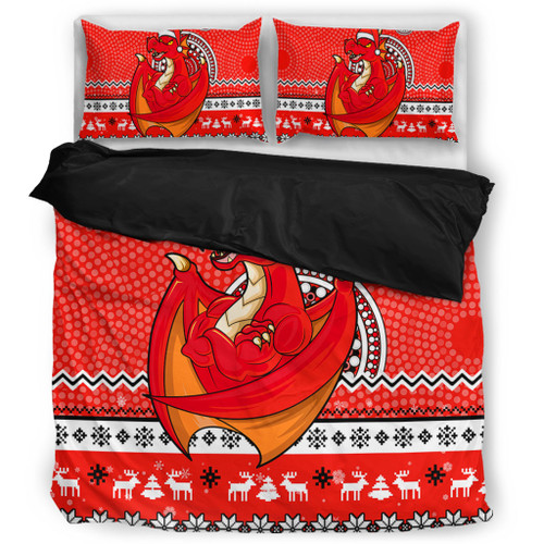St. George Illawarra Dragons Bedding Set - Australia Ugly Xmas With Aboriginal Patterns For Die Hard Fans St. George Illawarra Dragons Bedding Set - Australia Ugly Xmas With Aboriginal Patterns For Die Hard Fans