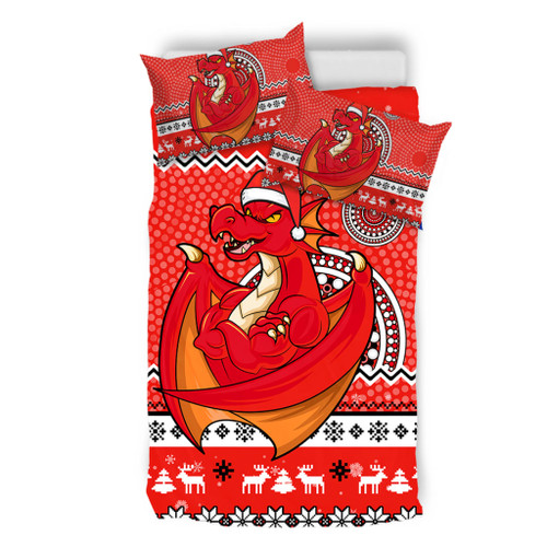 St. George Illawarra Dragons Bedding Set - Australia Ugly Xmas With Aboriginal Patterns For Die Hard Fans St. George Illawarra Dragons Bedding Set - Australia Ugly Xmas With Aboriginal Patterns For Die Hard Fans
