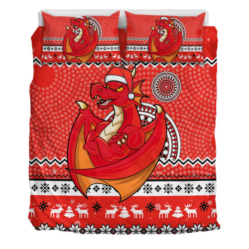 St. George Illawarra Dragons Bedding Set - Australia Ugly Xmas With Aboriginal Patterns For Die Hard Fans St. George Illawarra Dragons Bedding Set - Australia Ugly Xmas With Aboriginal Patterns For Die Hard Fans