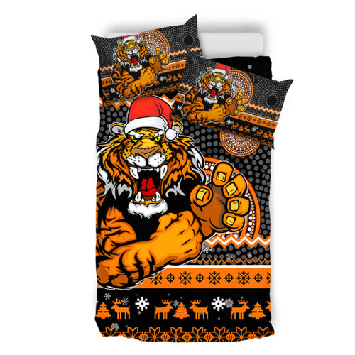 Wests Tigers Bedding Set - Australia Ugly Xmas With Aboriginal Patterns For Die Hard Fans Wests Tigers Bedding Set - Australia Ugly Xmas With Aboriginal Patterns For Die Hard Fans