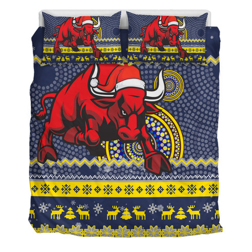 North Queensland Cowboys Bedding Set - Australia Ugly Xmas With Aboriginal Patterns For Die Hard Fans North Queensland Cowboys Bedding Set - Australia Ugly Xmas With Aboriginal Patterns For Die Hard Fans