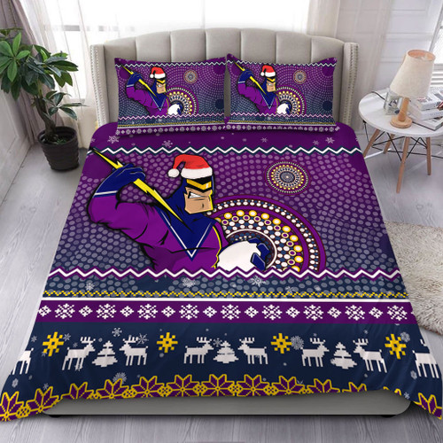 Melbourne Storm Bedding Set - Australia Ugly Xmas With Aboriginal Patterns For Die Hard Fans